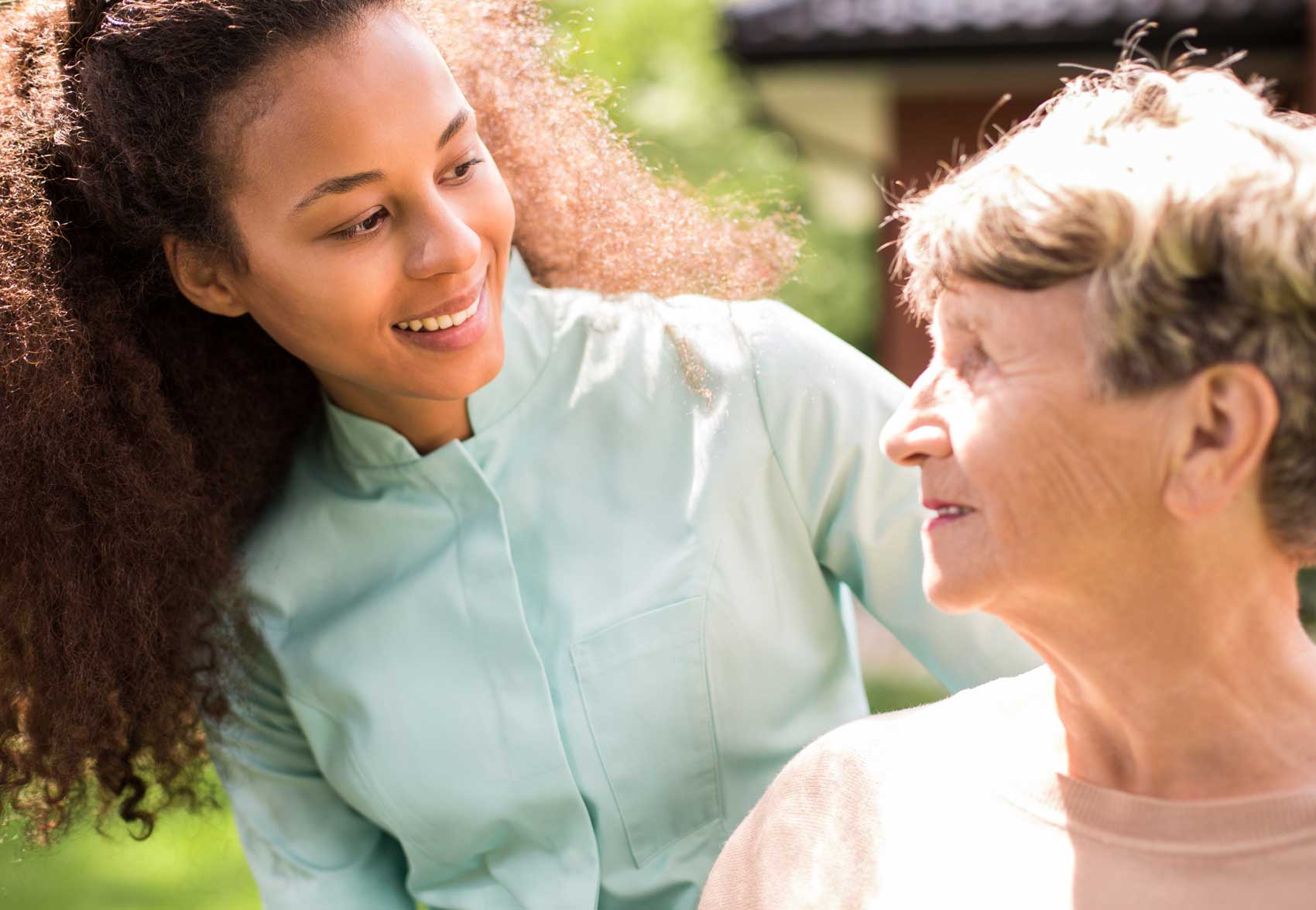 Senior companion with a client
